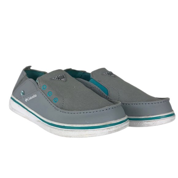 Columbia PFG Boy's Gray Blue Slip On Boat Sneakers Size 1 Youth - Picture 1 of 7